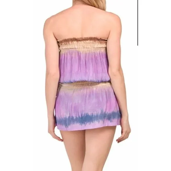 Tiare Hawaii Aina Mini Dress S/M Lilac Ombré Cover Up Swim Strapless Skirt - Picture 3 of 4